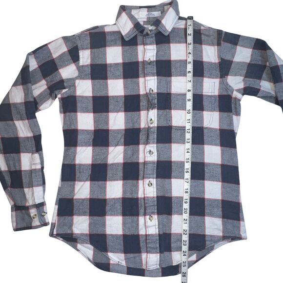 Vtg Brigade Shirt Mens Medium Button Front Collared Black White Plaid Cotton - Picture 9 of 10